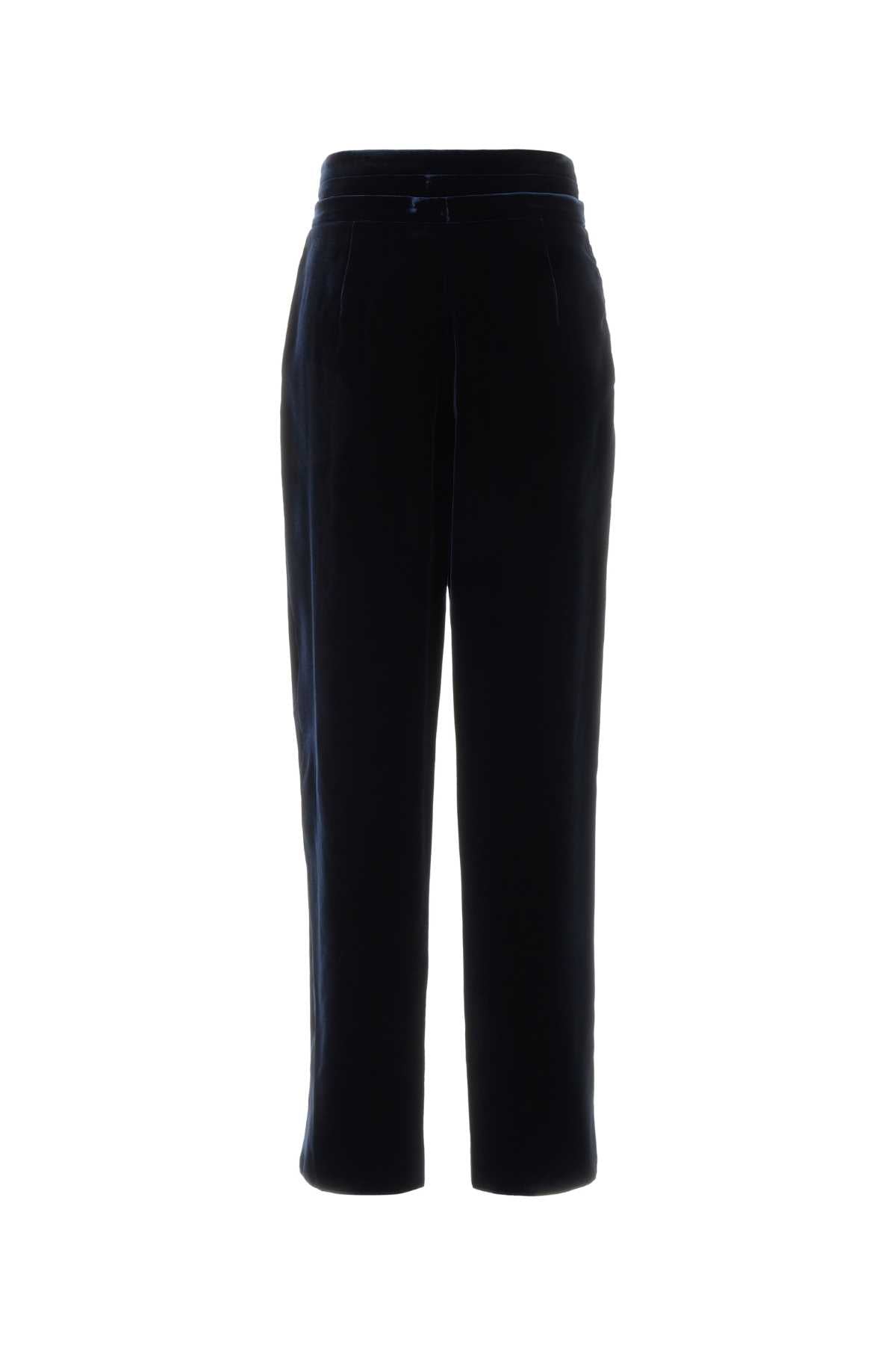 Giorgio Armani Viscose Cupro Trousers — Navy