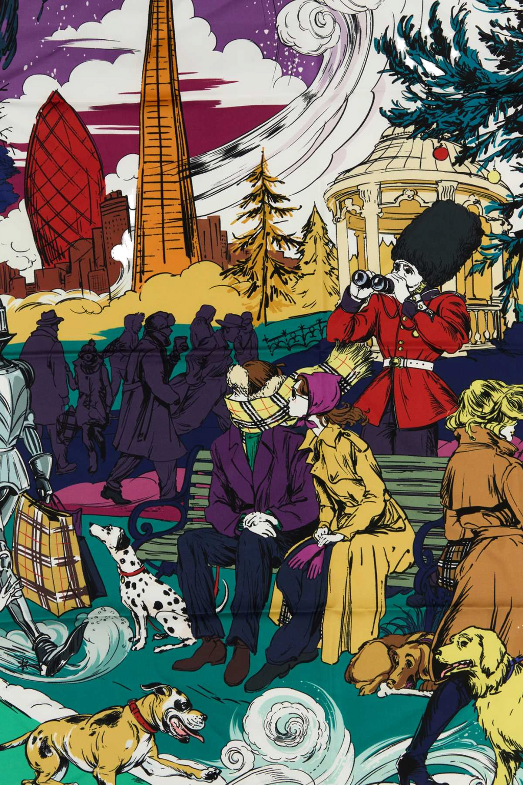 Burberry Graphic-Print Silk Scarf — Multicolor