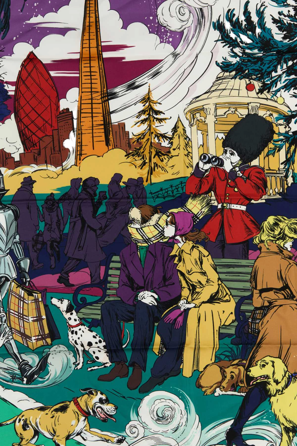 Burberry Graphic-Print Silk Scarf — Multicolor