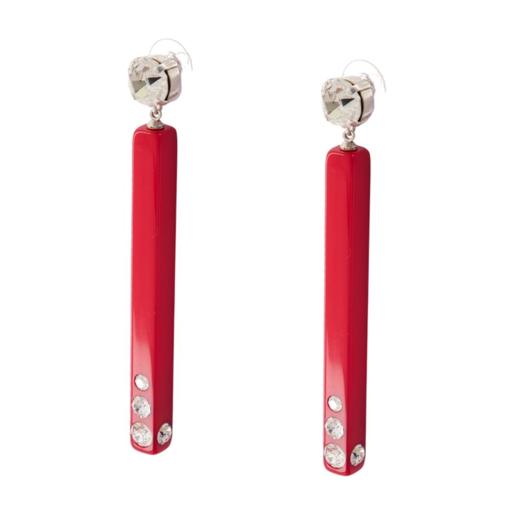 Isabel Marant Crystal and Rhinestone Drop Earrings — Red