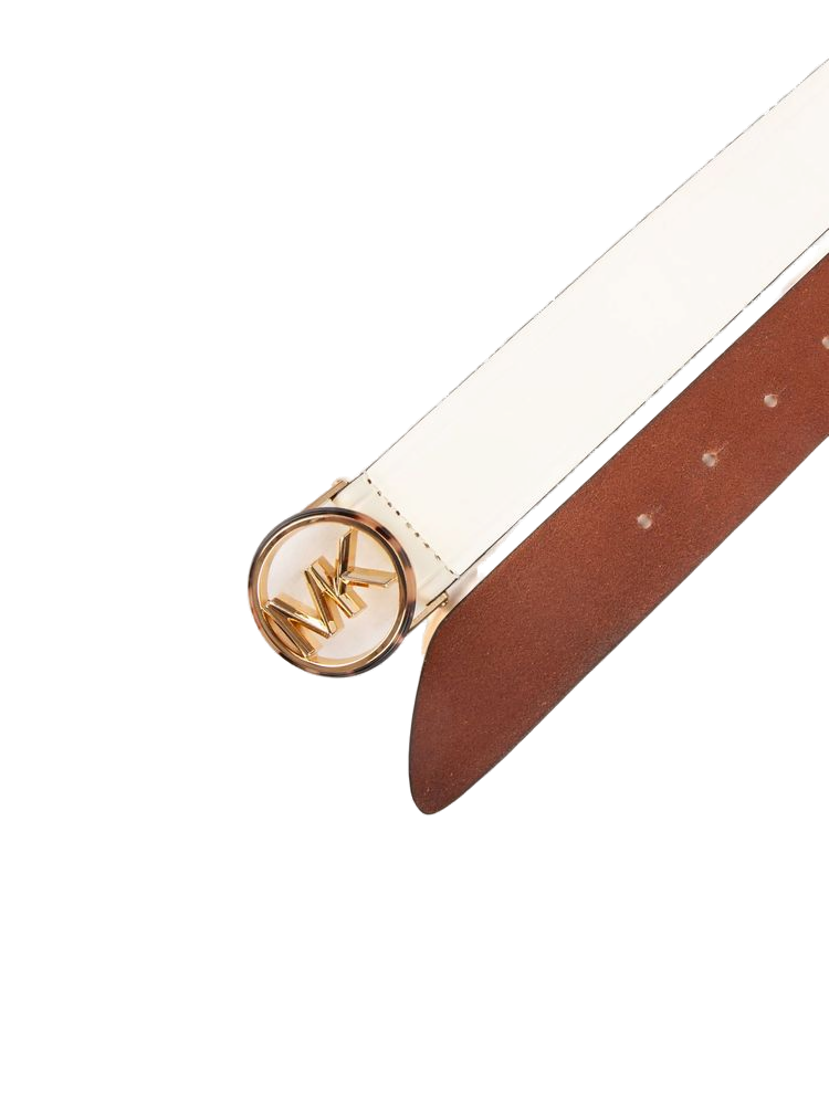 Michael Kors MK Buckle Leather Belt — White