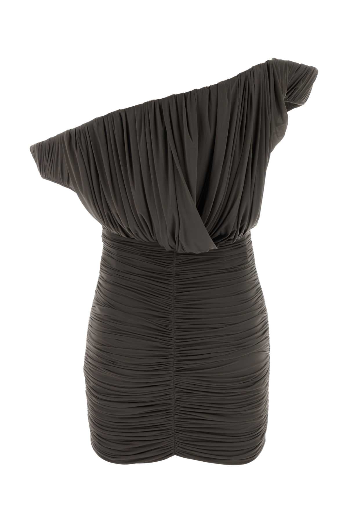 Magda Butrym Ruched Cupro Dress — Brown