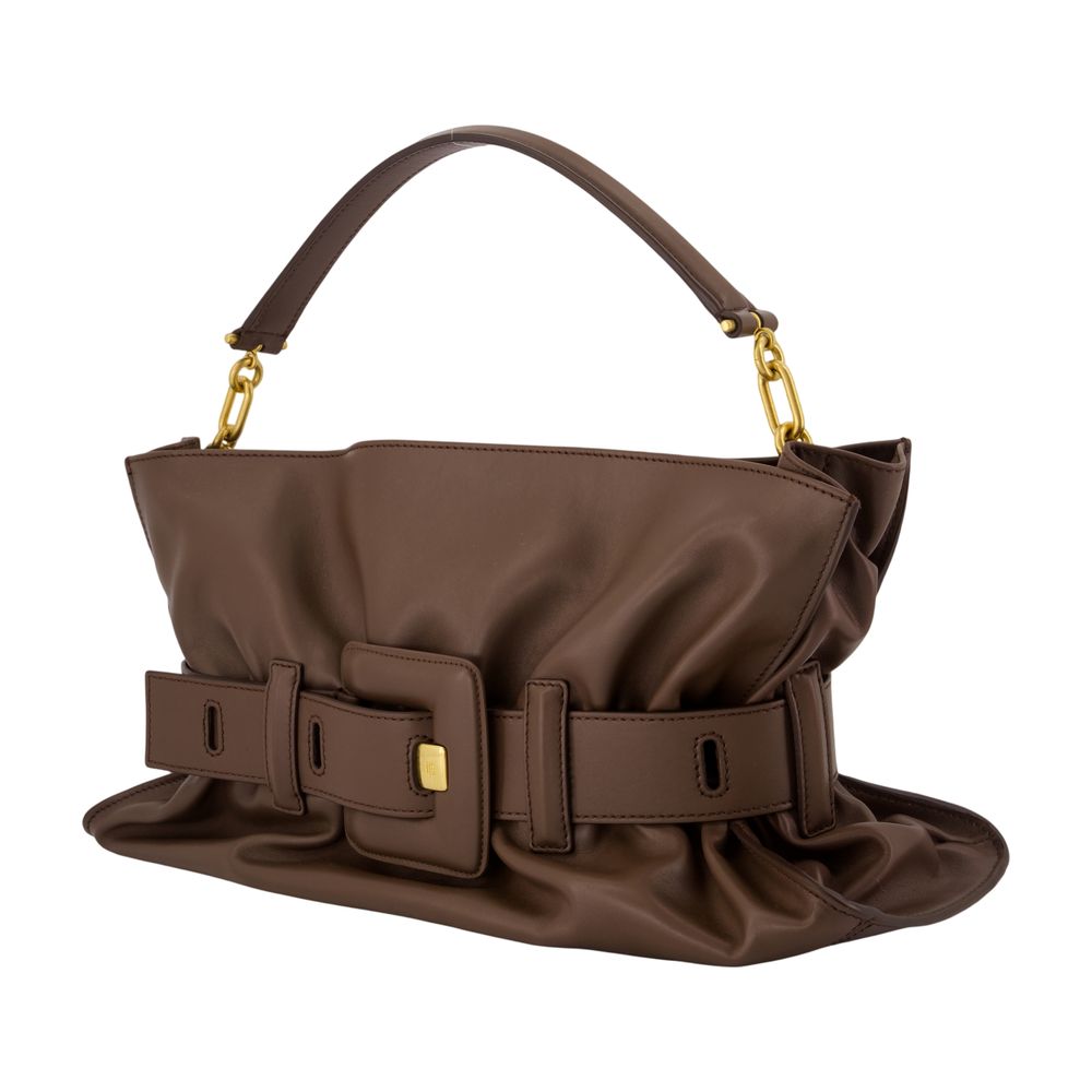 Balmain Anthem Shoulder Bag — Brown
