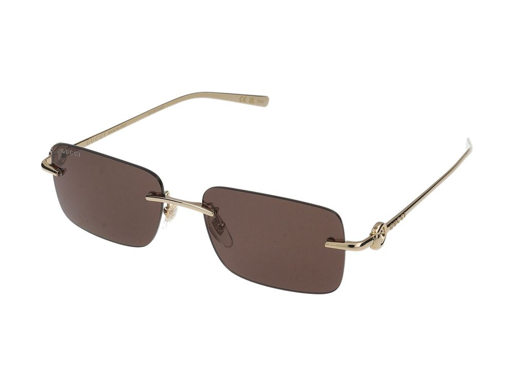 Gucci GG1703S Gold Metal Rectangular Sunglasses — Gold