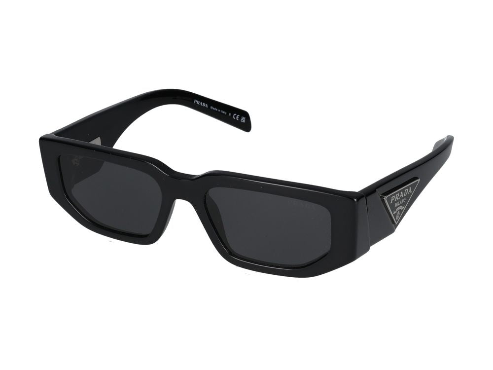 Prada 0PR Rectangle-Frame Sunglasses — Black