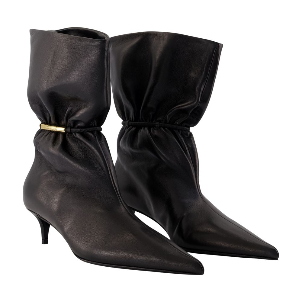Balmain Lambskin Kitten Heel Ankle Boot — Black