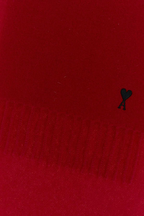 AMI Paris Pure Wool Scarf — Red