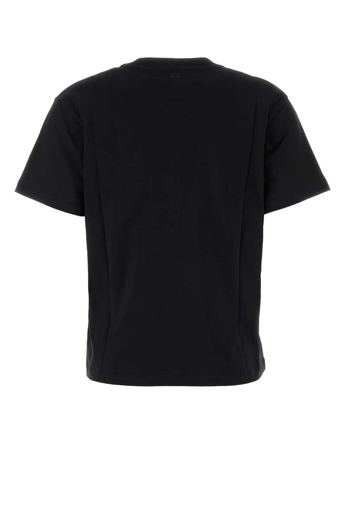 AMI Paris Logo-Embroidered Organic Cotton T-Shirt — Black