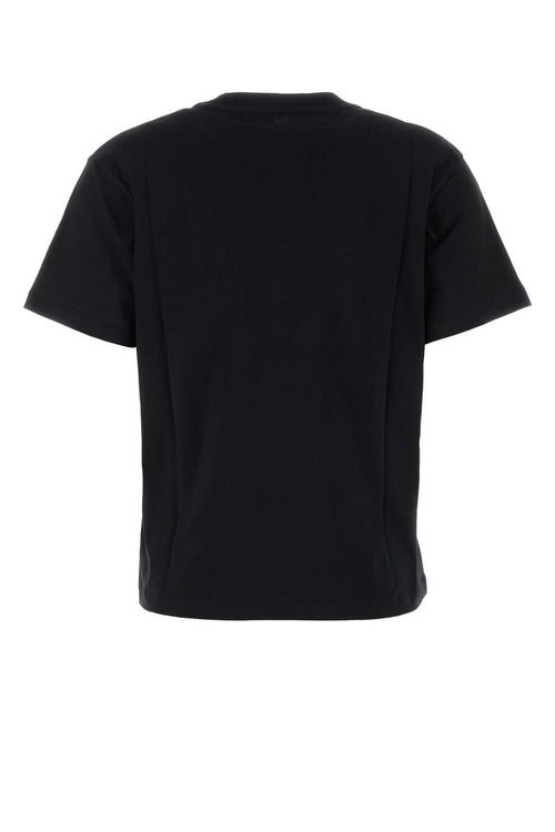 AMI Paris Logo-Embroidered Organic Cotton T-Shirt — Black