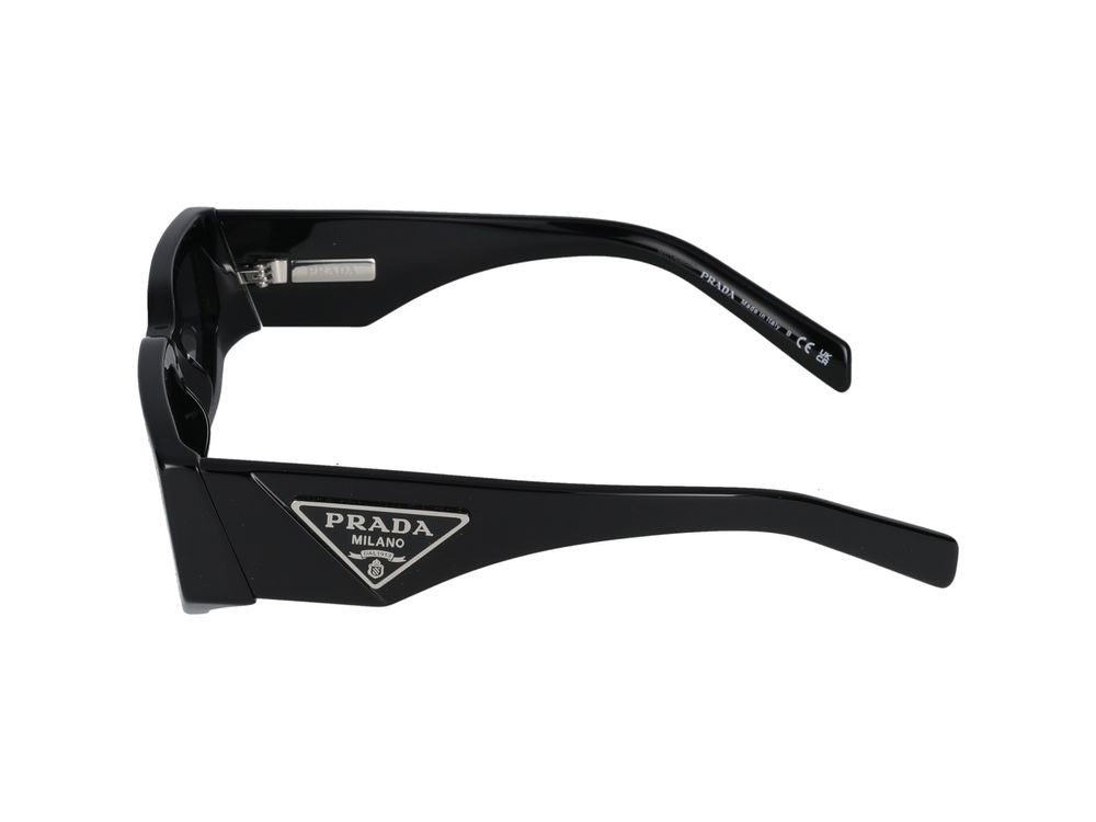 Prada 0PR Rectangle-Frame Sunglasses — Black