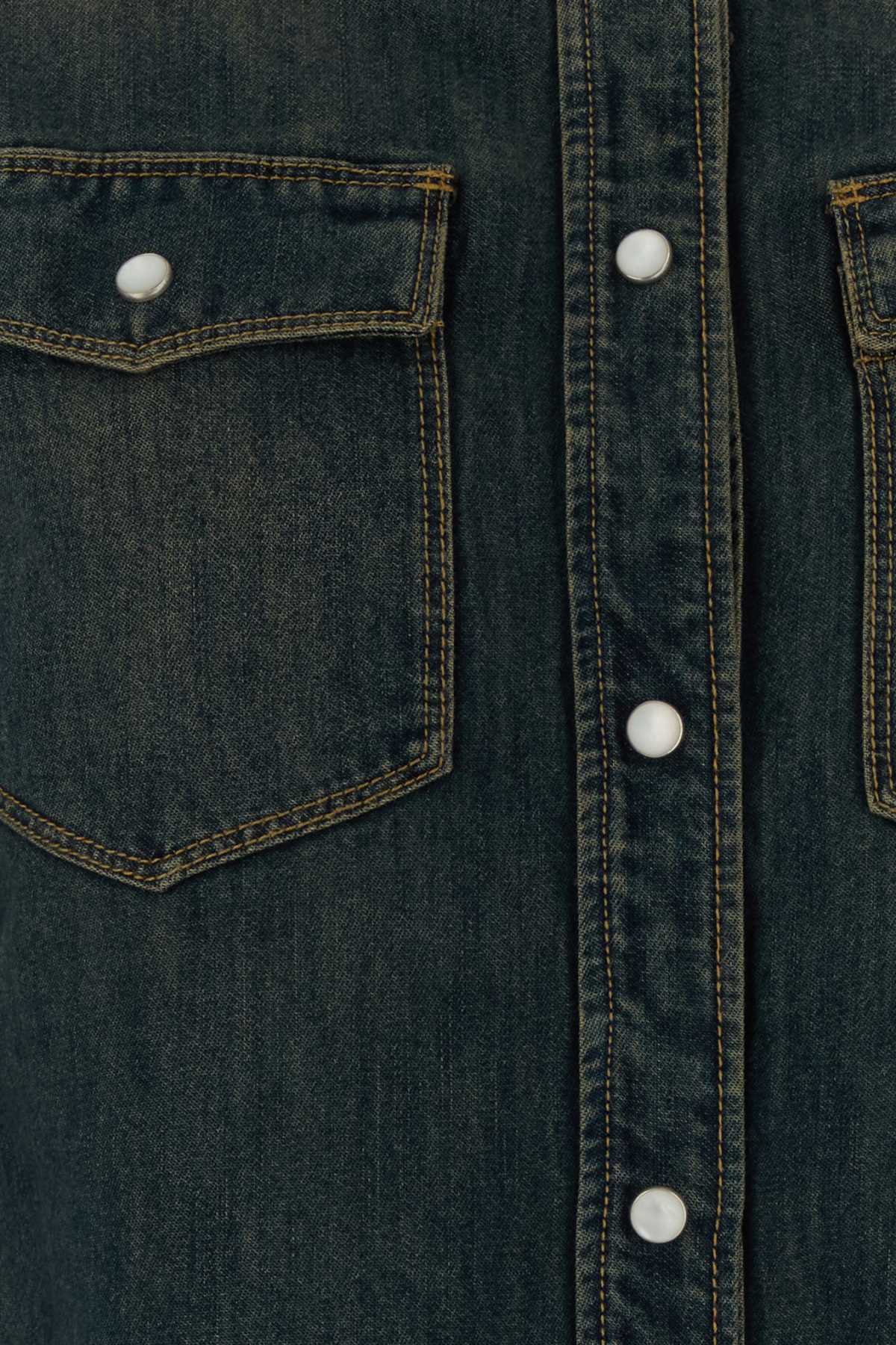 Fendi Cotton Abaca Denim Shirt — Blue