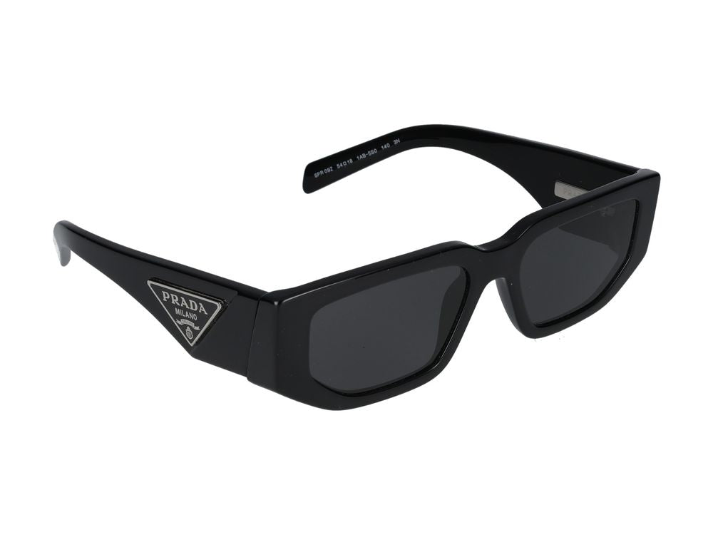Prada 0PR Rectangle-Frame Sunglasses — Black