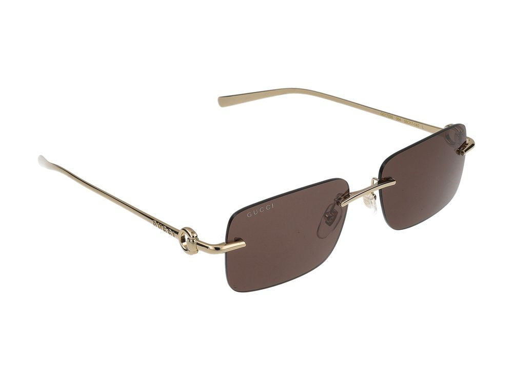 Gucci GG1703S Gold Metal Rectangular Sunglasses — Gold