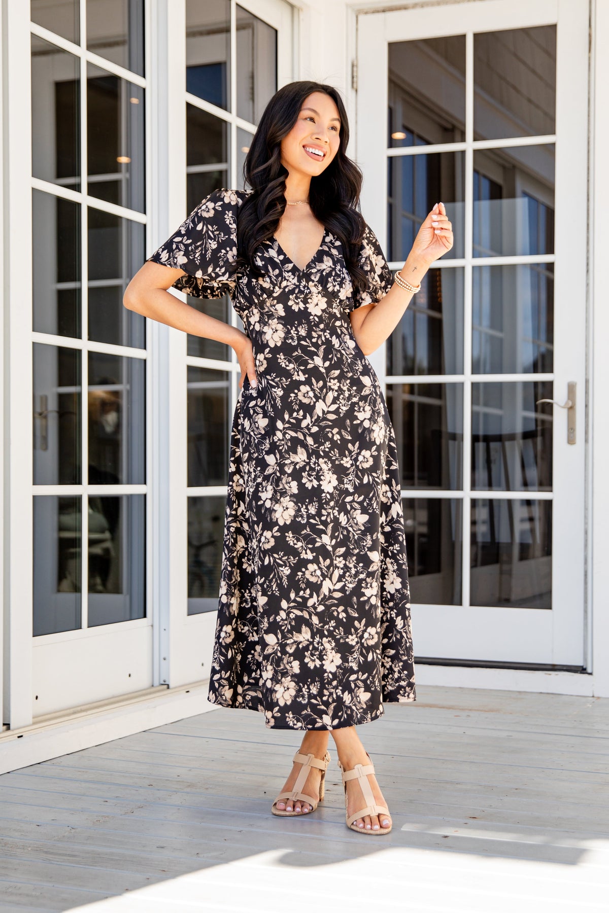 FINAL SALE - Just A Hint Black Floral Maxi Dress