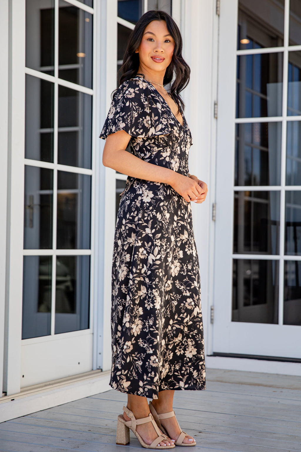 FINAL SALE - Just A Hint Black Floral Maxi Dress