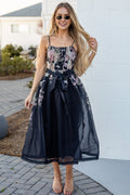 Garden Affair Black Floral Midi Dress
