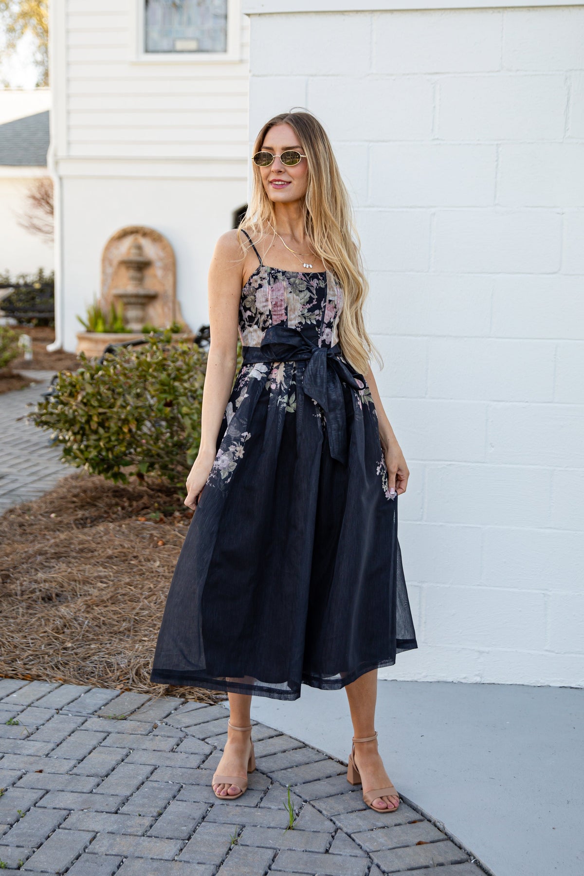 Garden Affair Black Floral Midi Dress