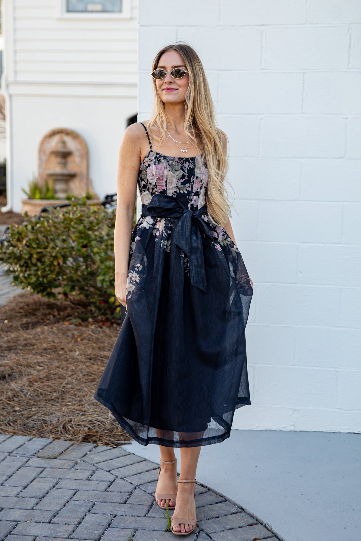 Garden Affair Black Floral Midi Dress