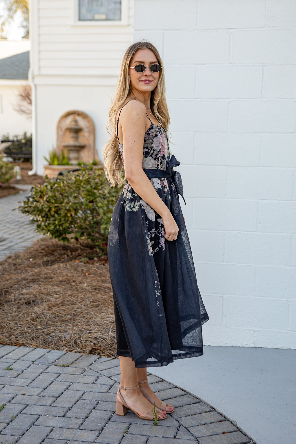Garden Affair Black Floral Midi Dress