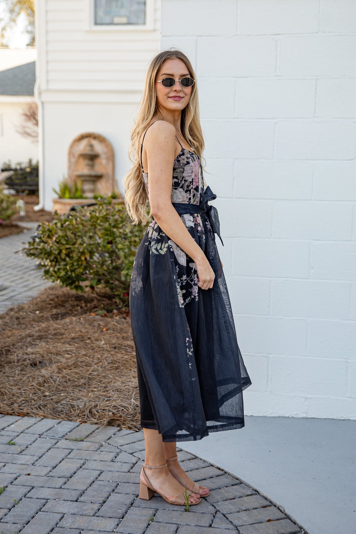 Garden Affair Black Floral Midi Dress