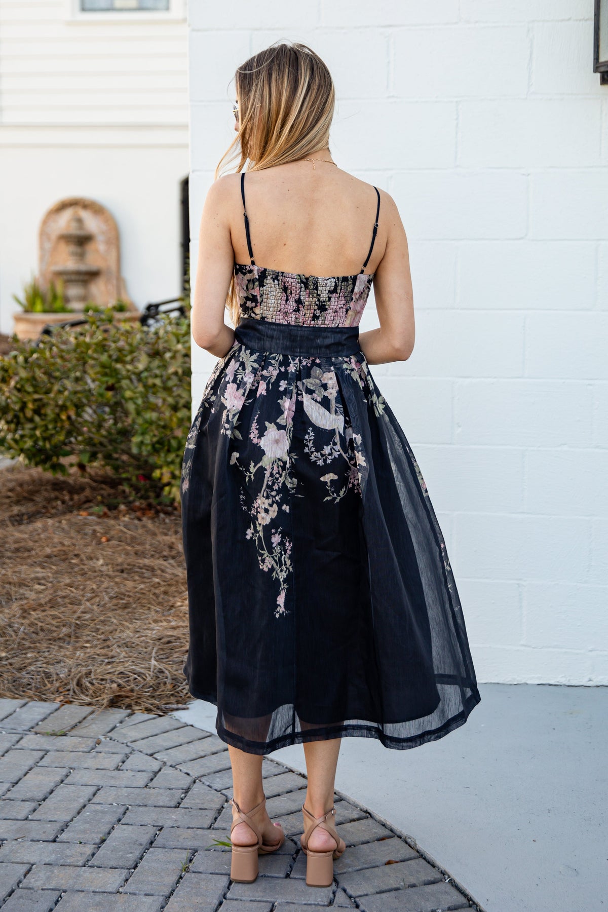 Garden Affair Black Floral Midi Dress