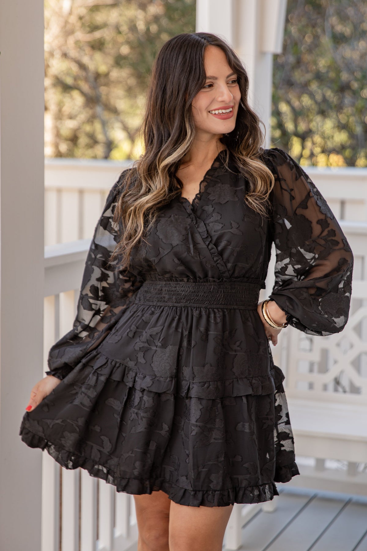FINAL SALE - A Garden of Wonder Black Floral Mini Dress