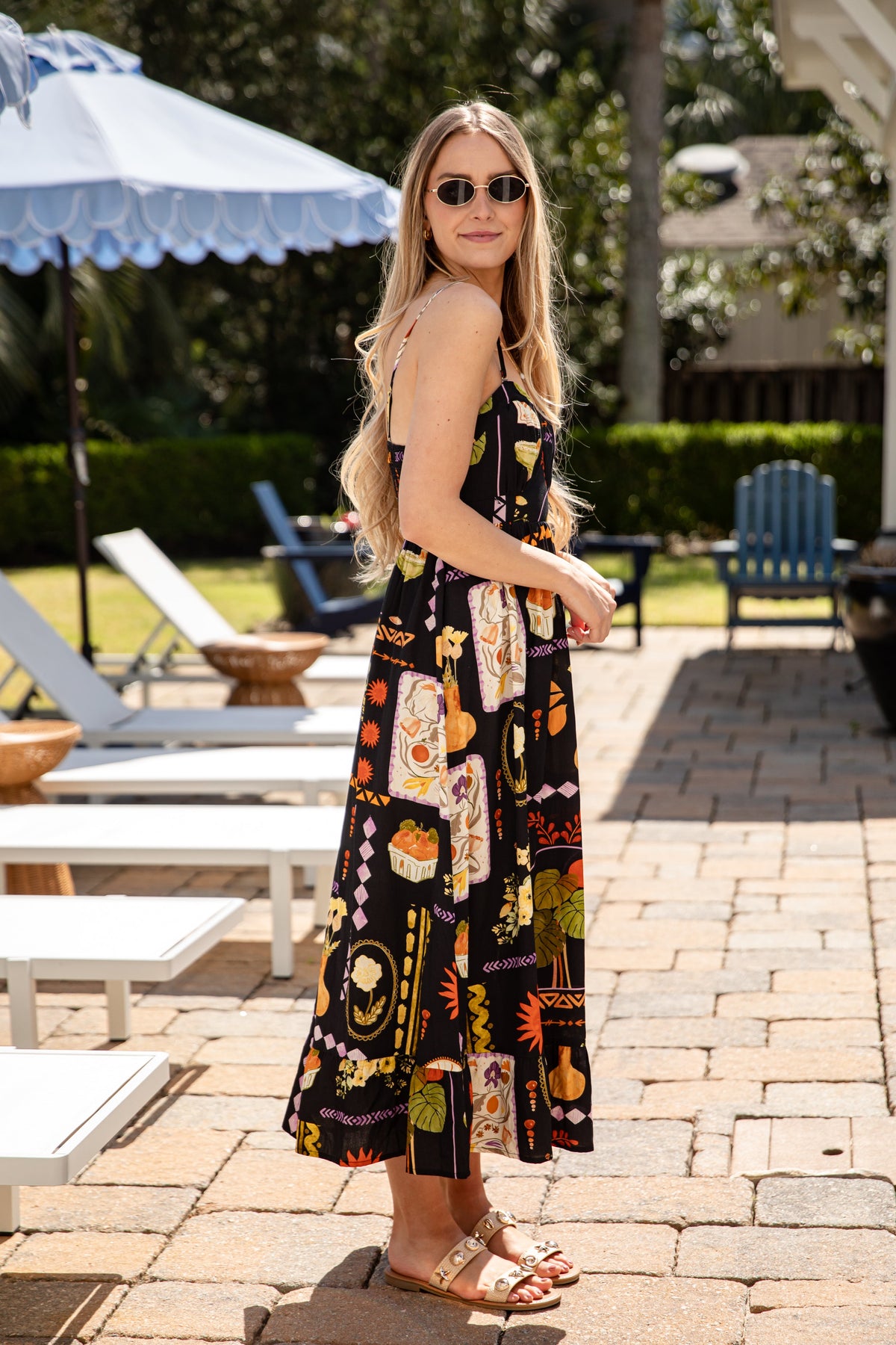 After Hours Black Printed Maxi Dress