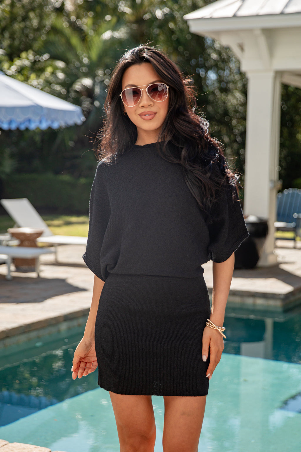 FINAL SALE - On Repeat Black Ribbed Knit Mini Dress