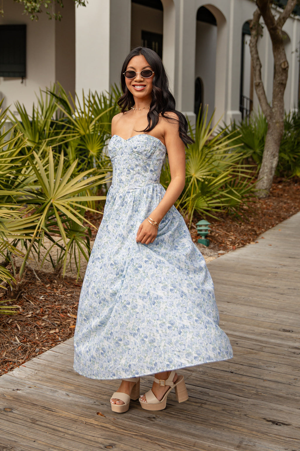 Coastal Heirloom Blue Floral Maxi Dress