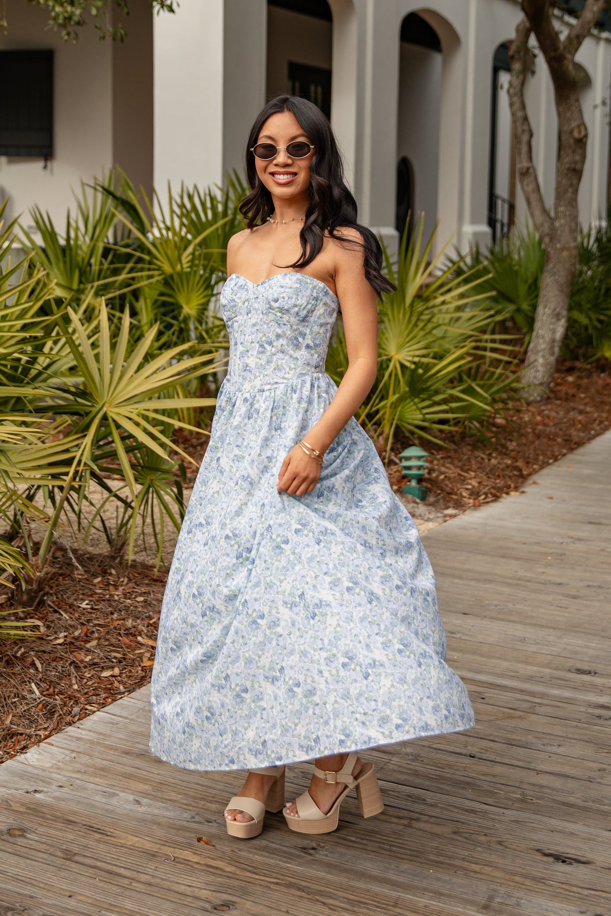 Coastal Heirloom Blue Floral Maxi Dress