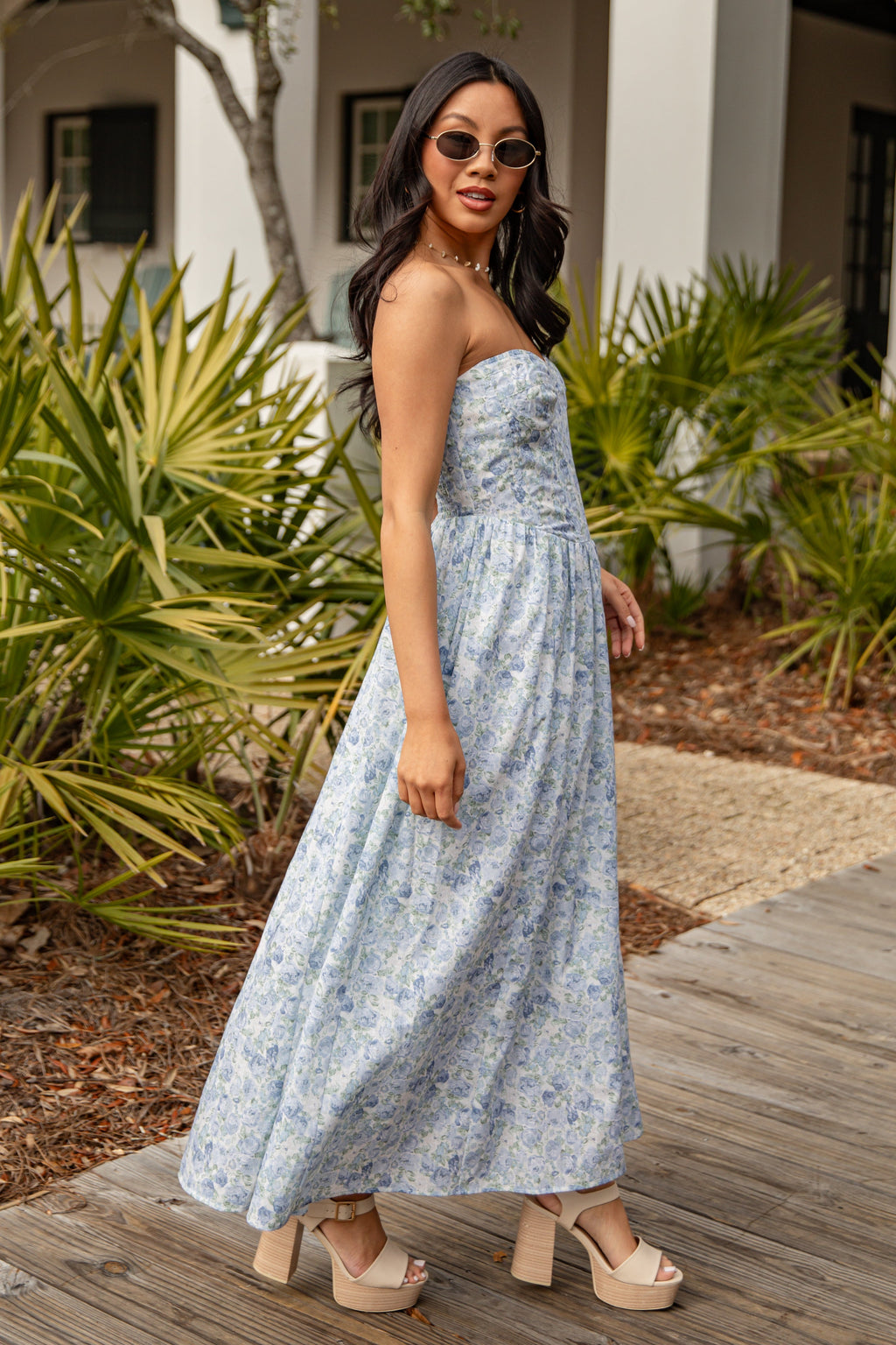Coastal Heirloom Blue Floral Maxi Dress