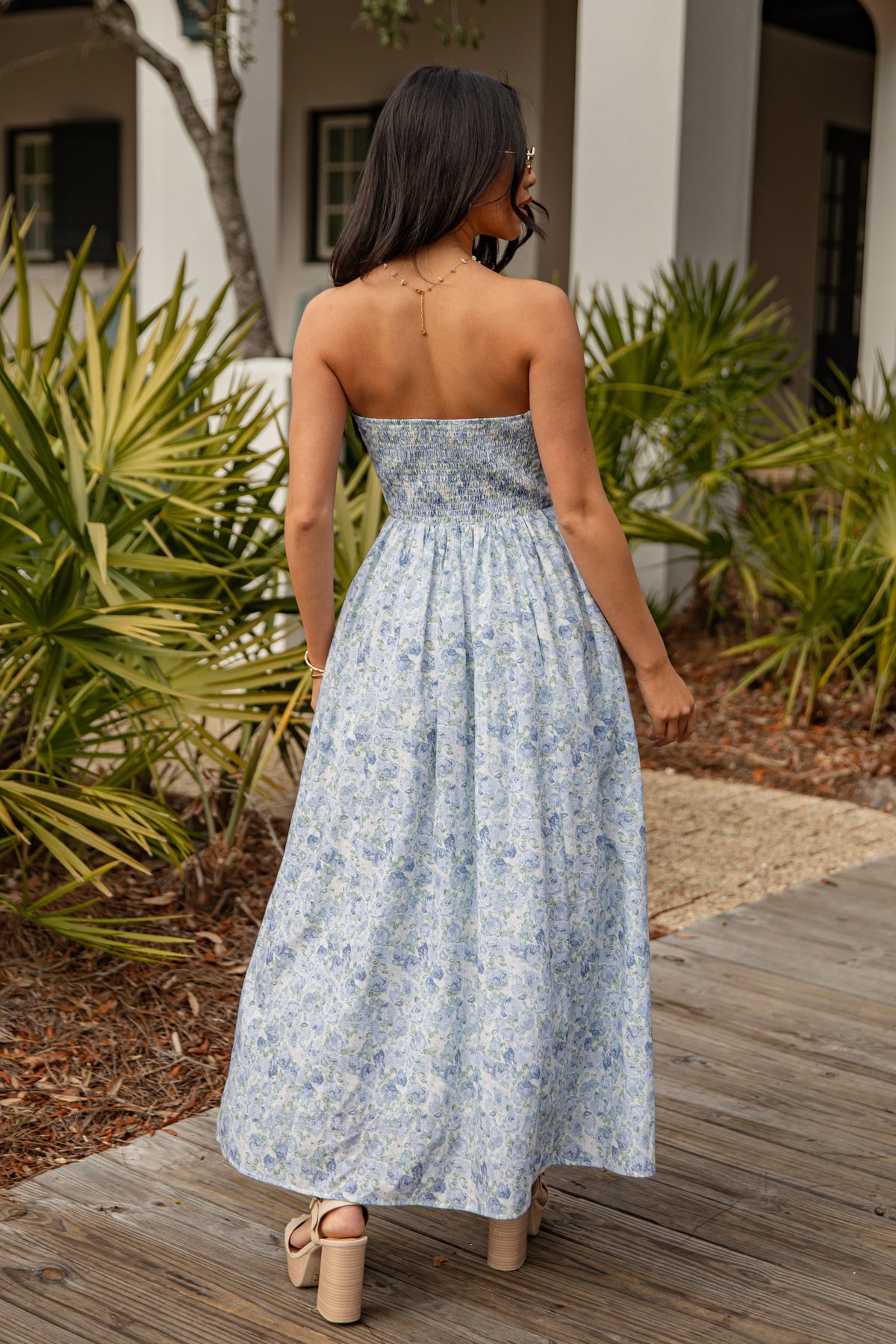 Coastal Heirloom Blue Floral Maxi Dress
