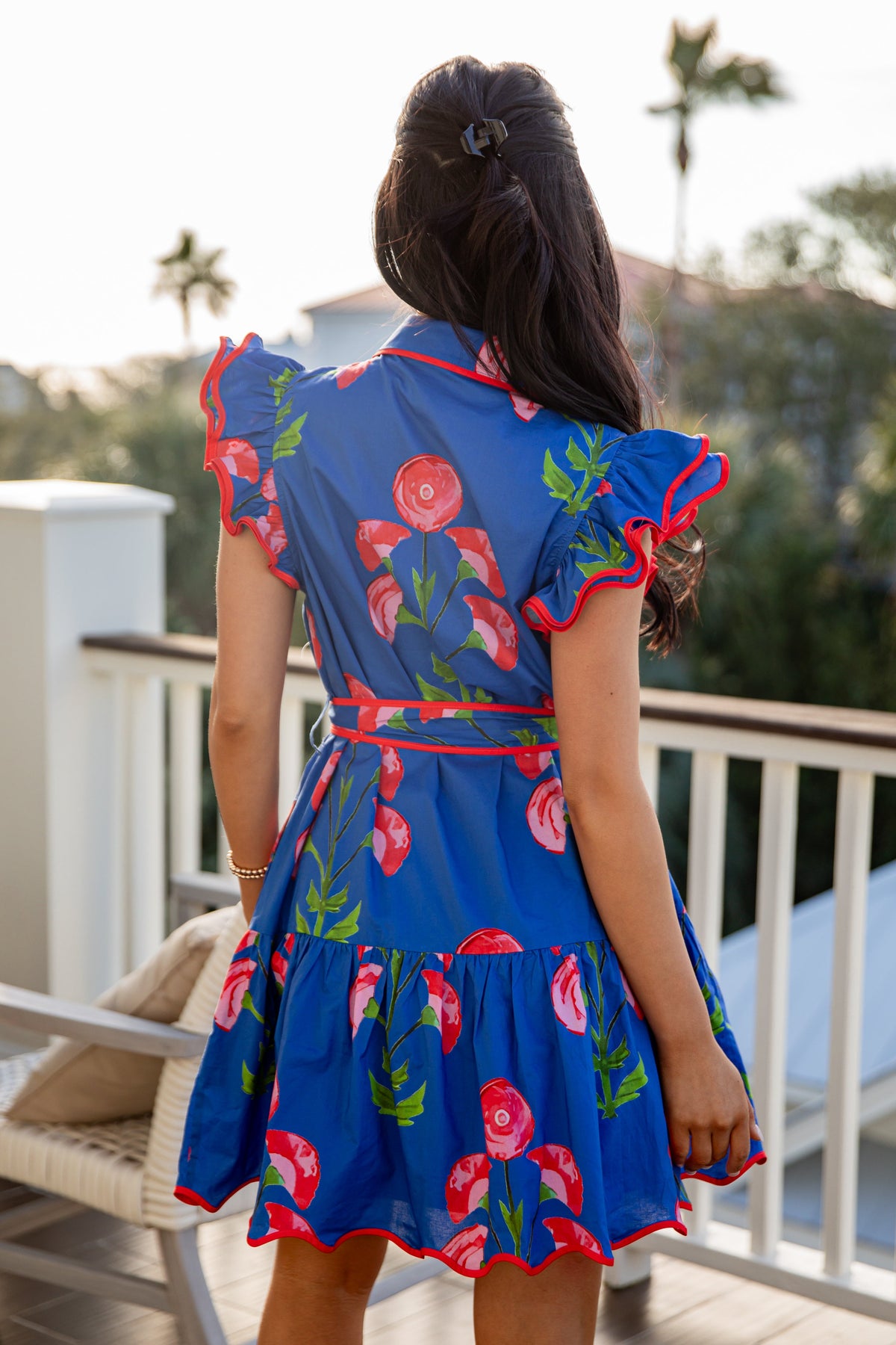 Summer Standard Blue Floral Mini Dress