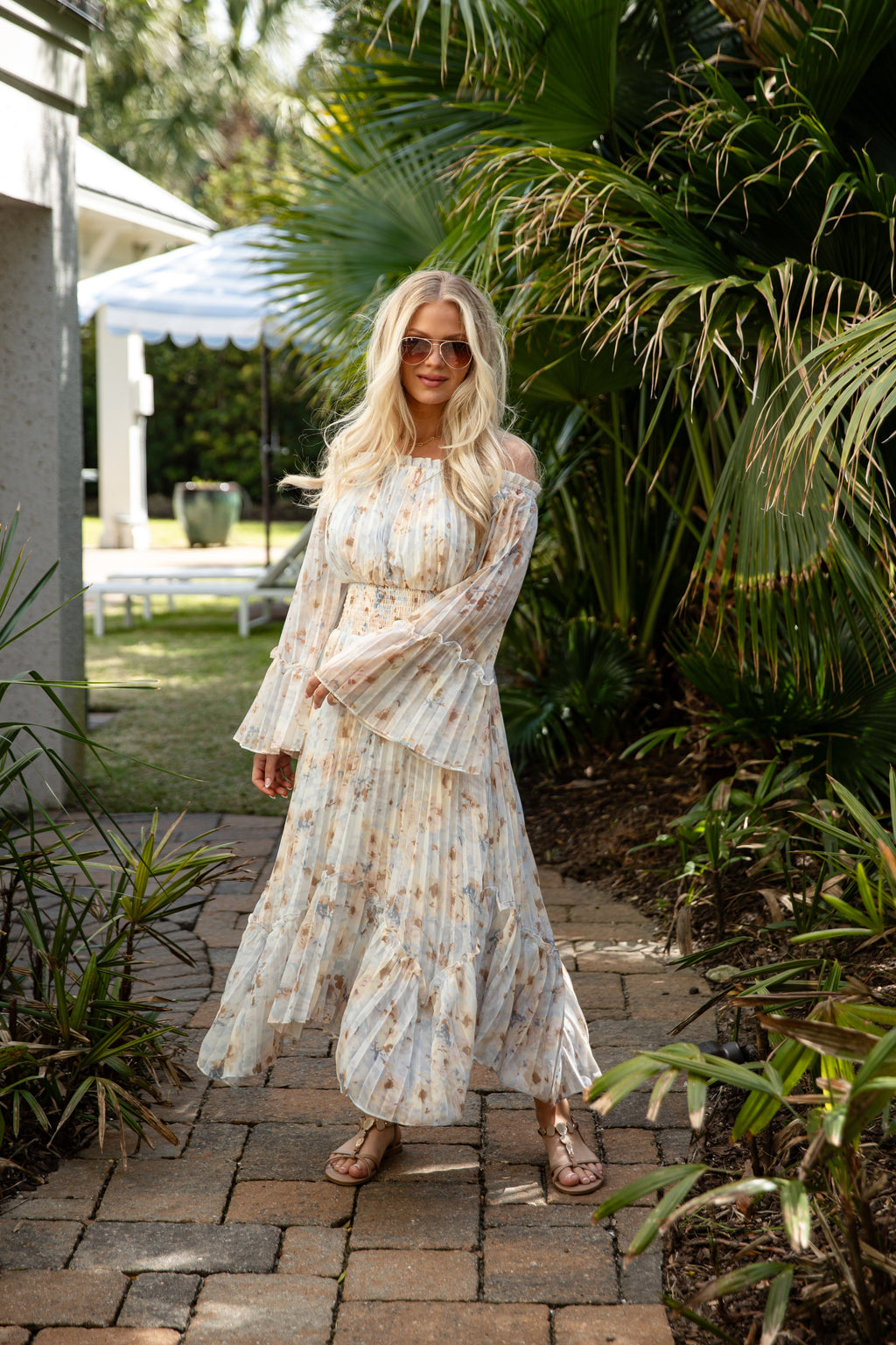 Best Dressed Blue Floral Pleated Maxi Dress