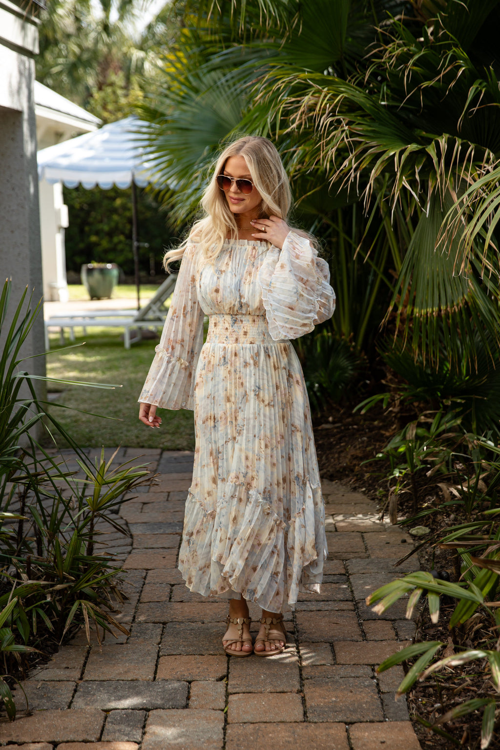 Best Dressed Blue Floral Pleated Maxi Dress