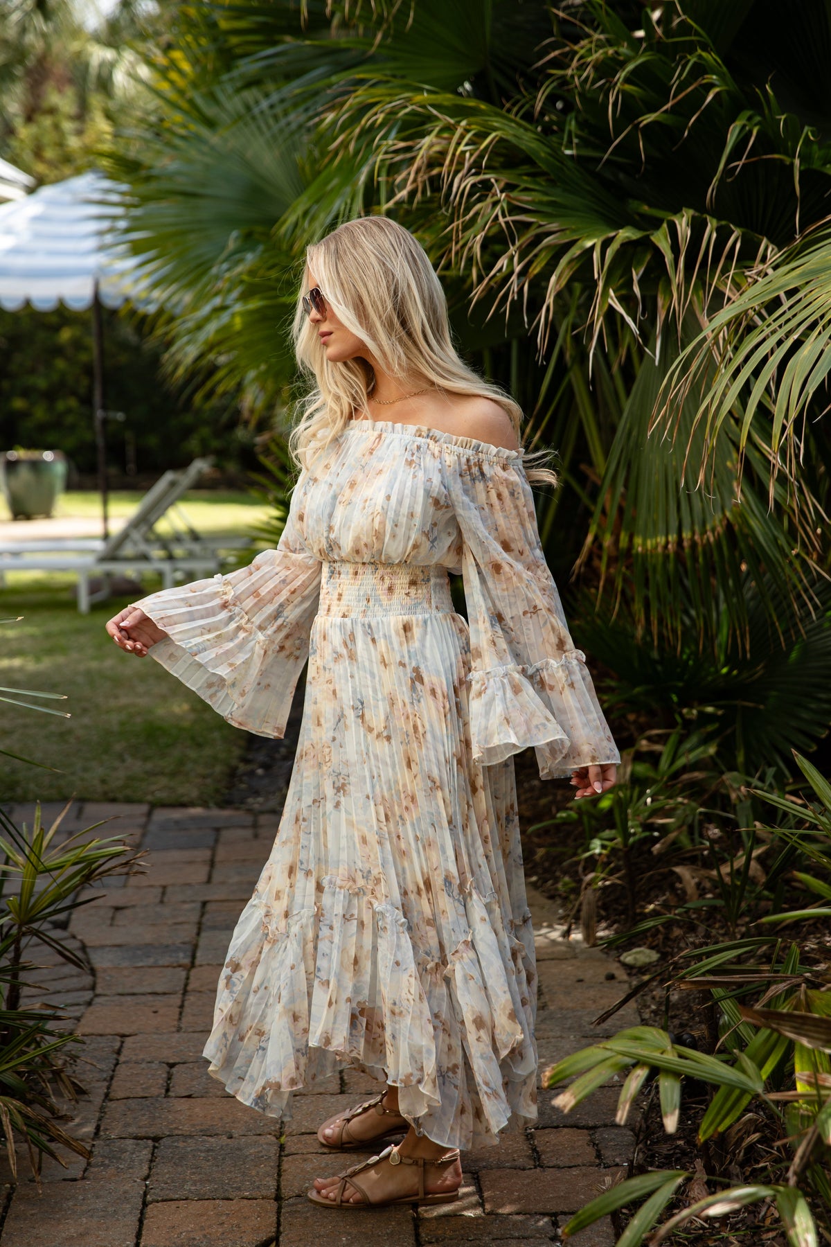Best Dressed Blue Floral Pleated Maxi Dress