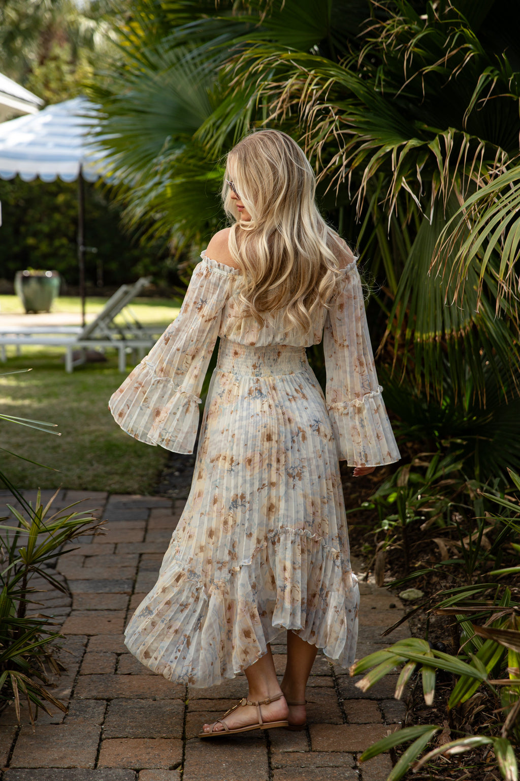 Best Dressed Blue Floral Pleated Maxi Dress