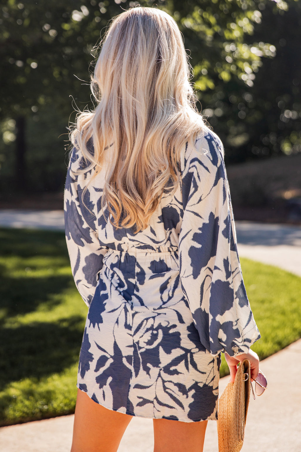 In A Good Place Blue Wrap Mini Dress
