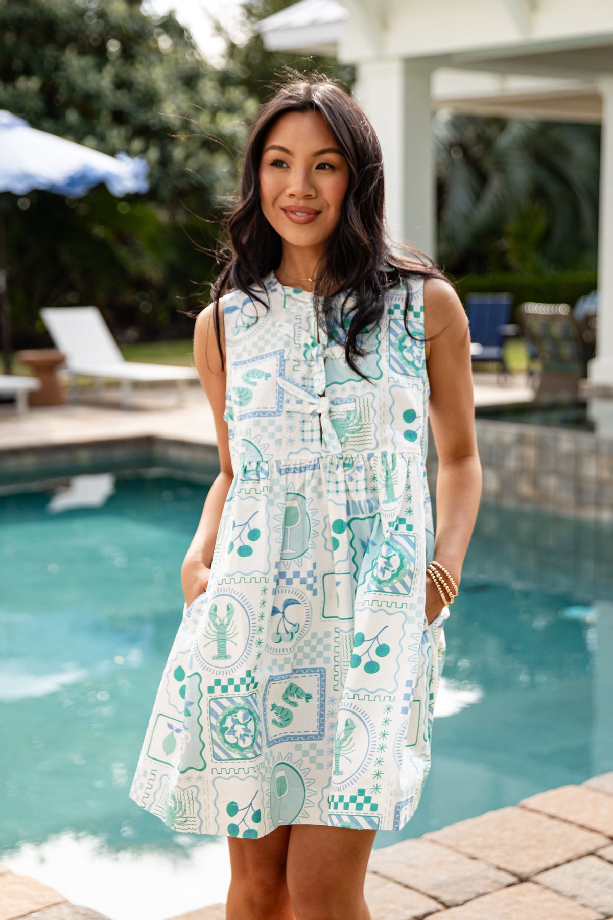 Patchwork Paradise Blue Mini Dress