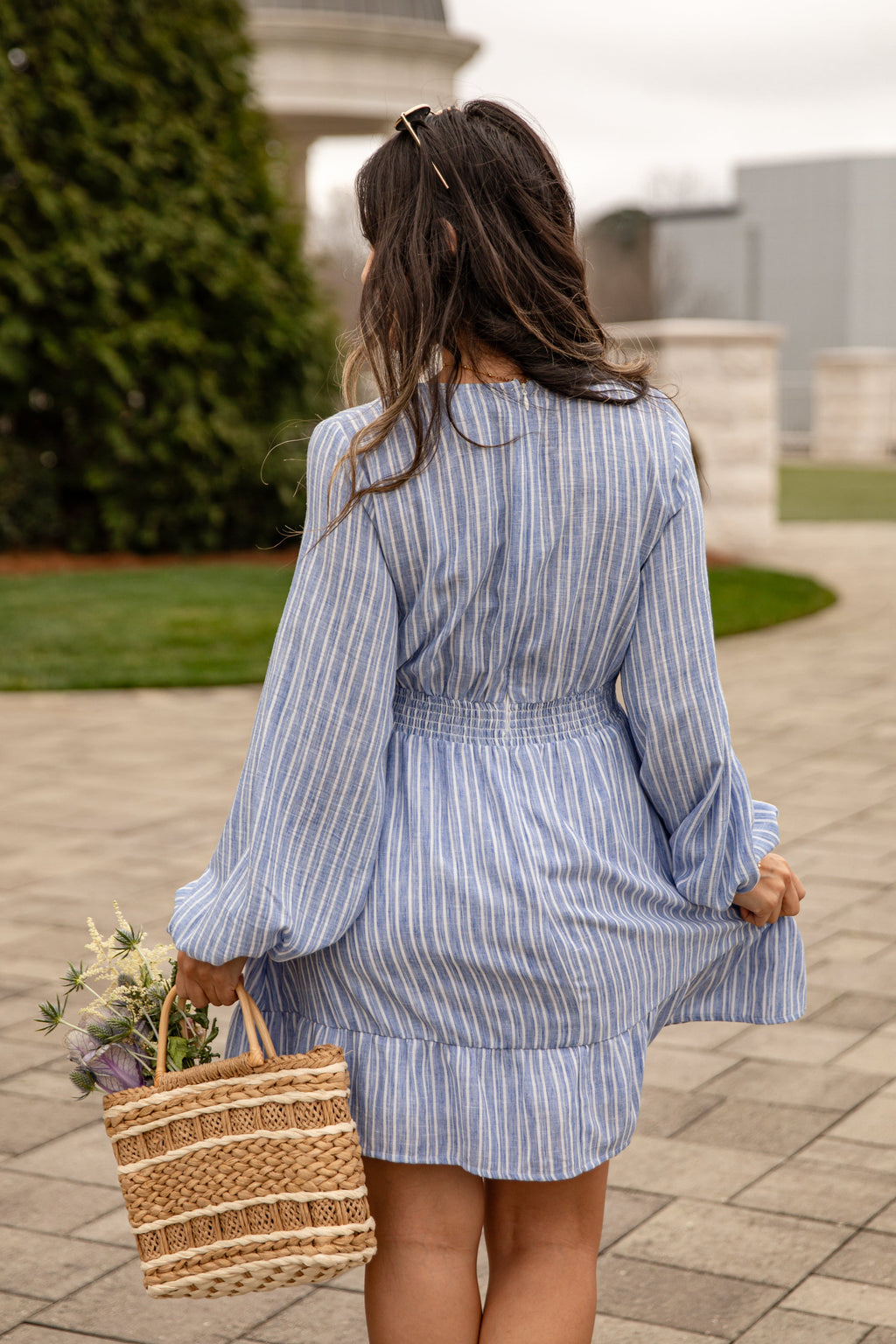 FINAL SALE - Seaside Breeze Blue Striped Mini Dress