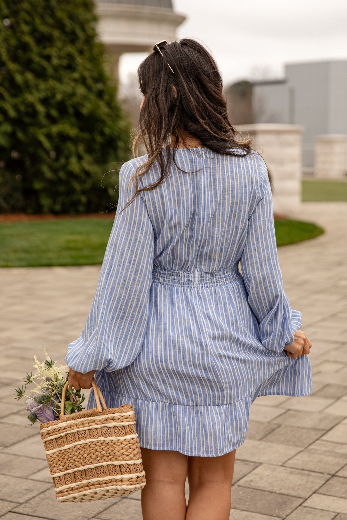 FINAL SALE - Seaside Breeze Blue Striped Mini Dress