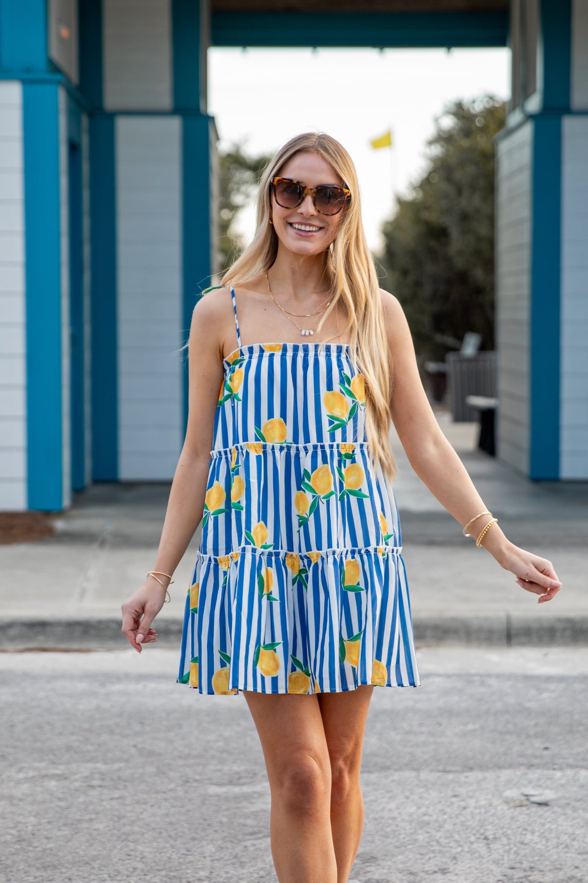 FINAL SALE - Citrus Grove Tiered Stripe Mini Dress