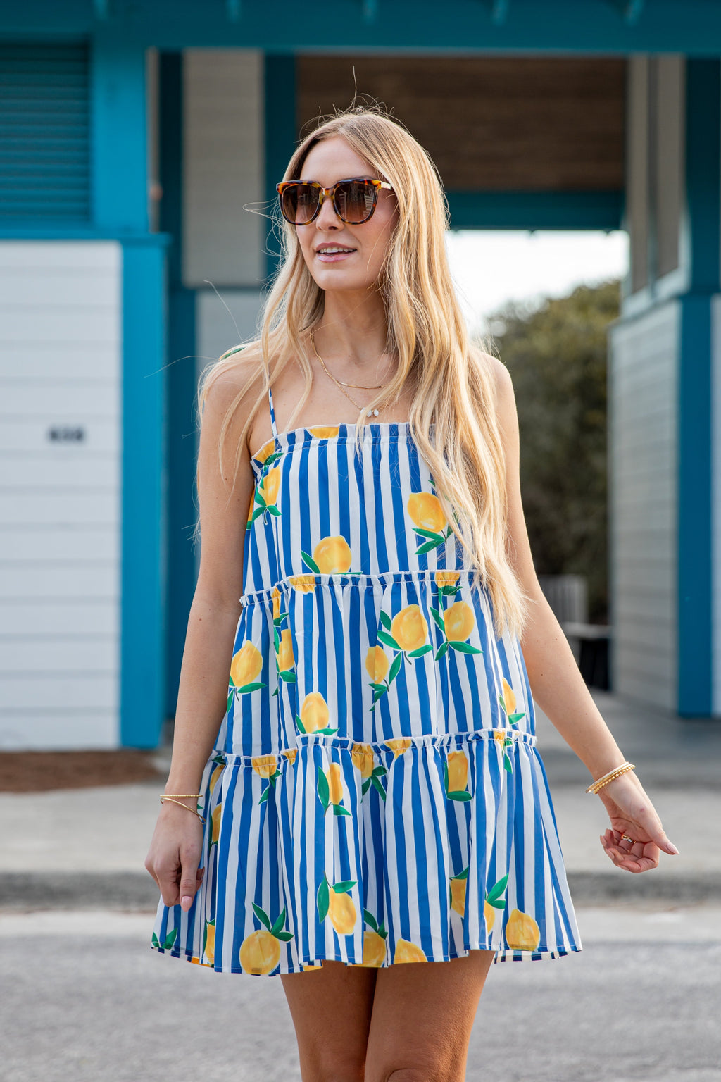 FINAL SALE - Citrus Grove Tiered Stripe Mini Dress