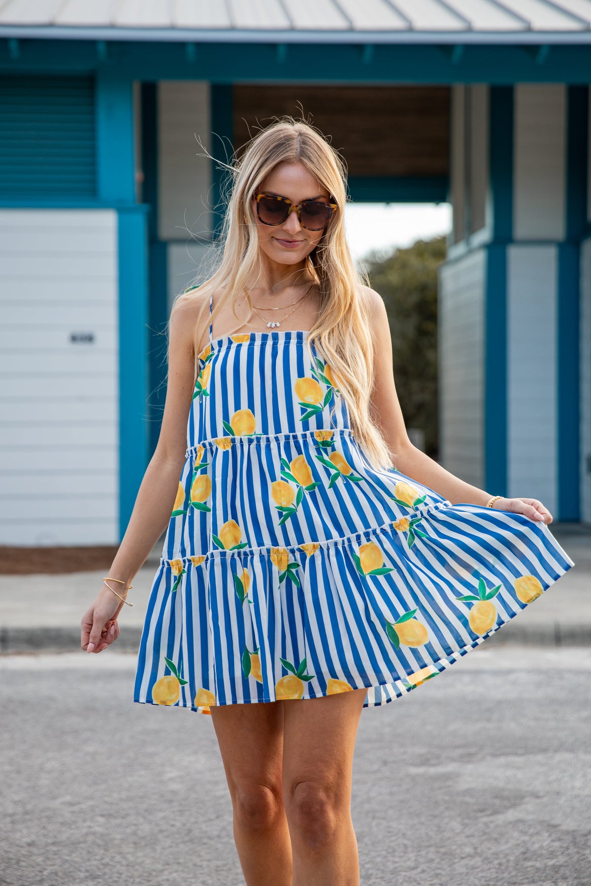 FINAL SALE - Citrus Grove Tiered Stripe Mini Dress