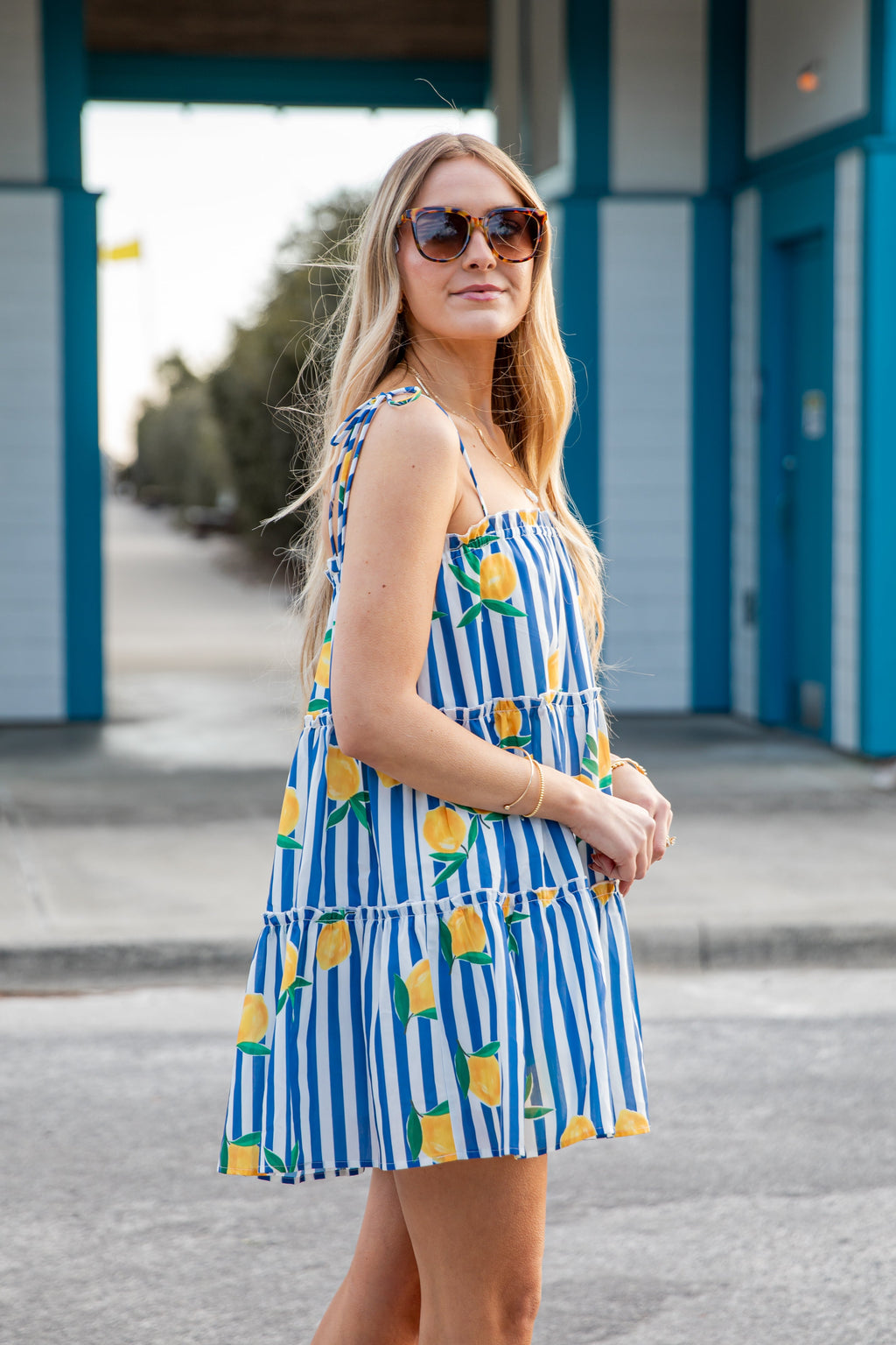 FINAL SALE - Citrus Grove Tiered Stripe Mini Dress