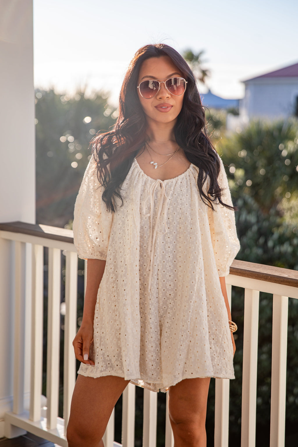 FINAL SALE - Delicate Charm Eyelet Romper