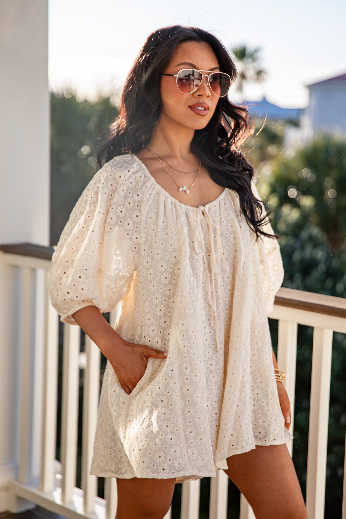 FINAL SALE - Delicate Charm Eyelet Romper