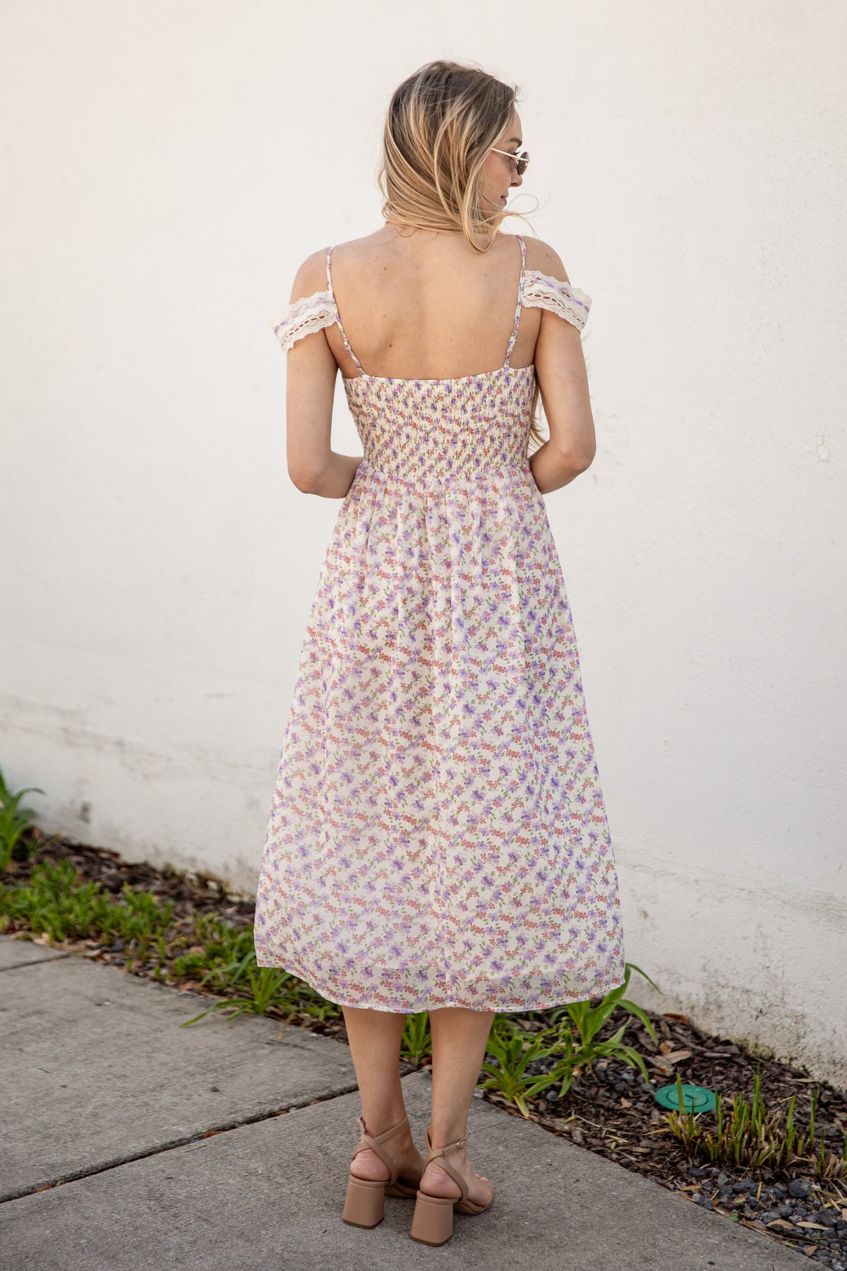 Floral Fixation Cream Midi Dress