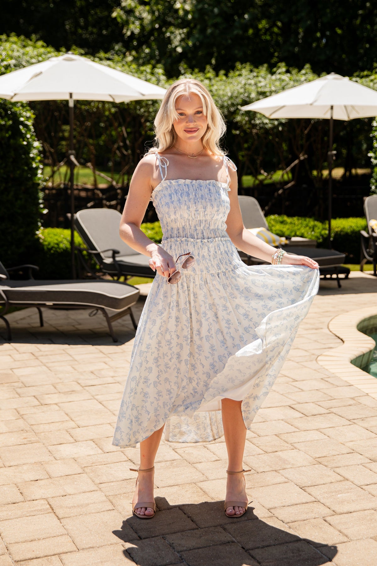 Perfectly Placed Cream Floral Midi Dress