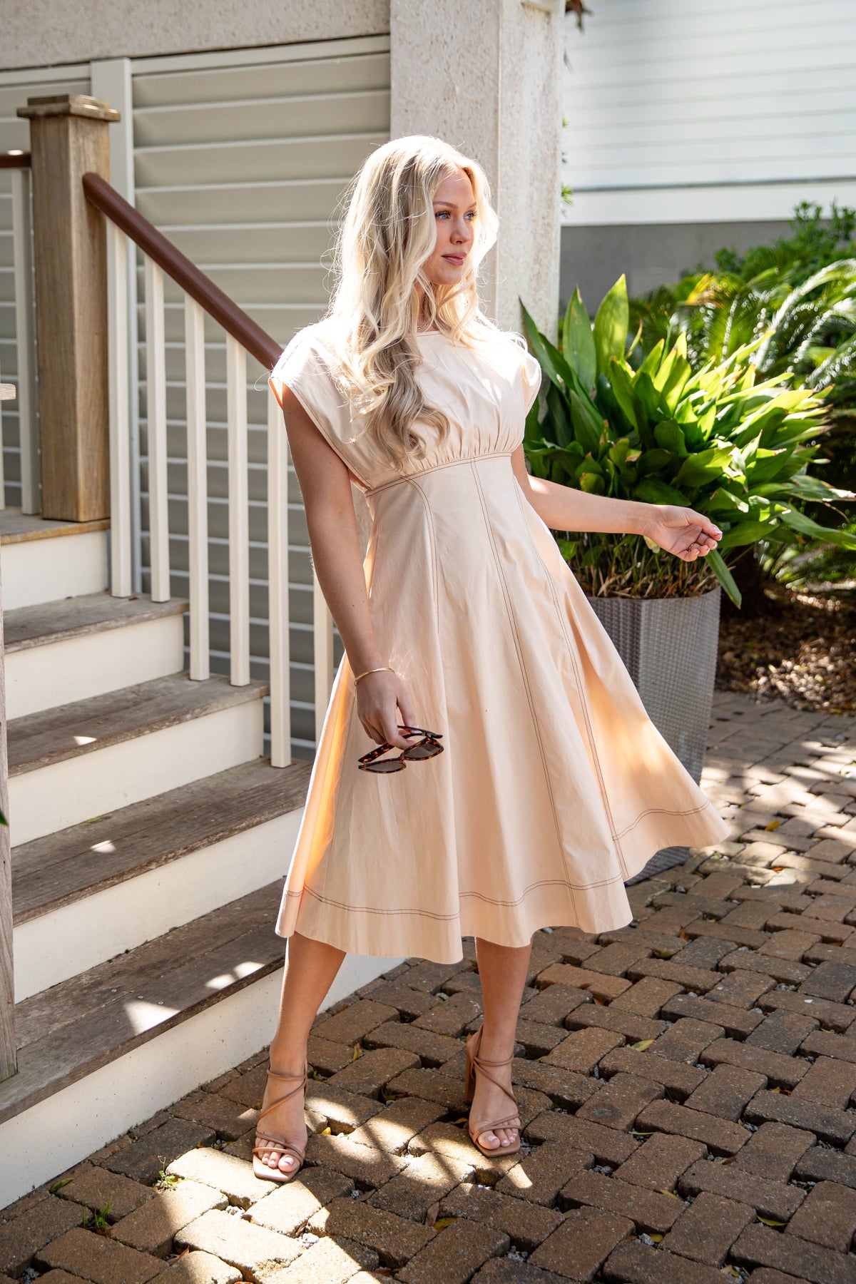 Everything I Love Structured Cream Midi Dress